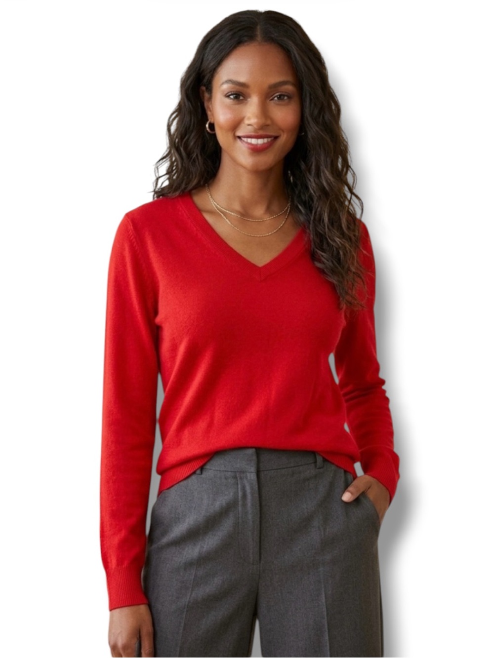 Croft & Barrow Red V-Neck Sweater - Size L - Vibrant & Classic